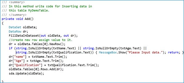 local database table